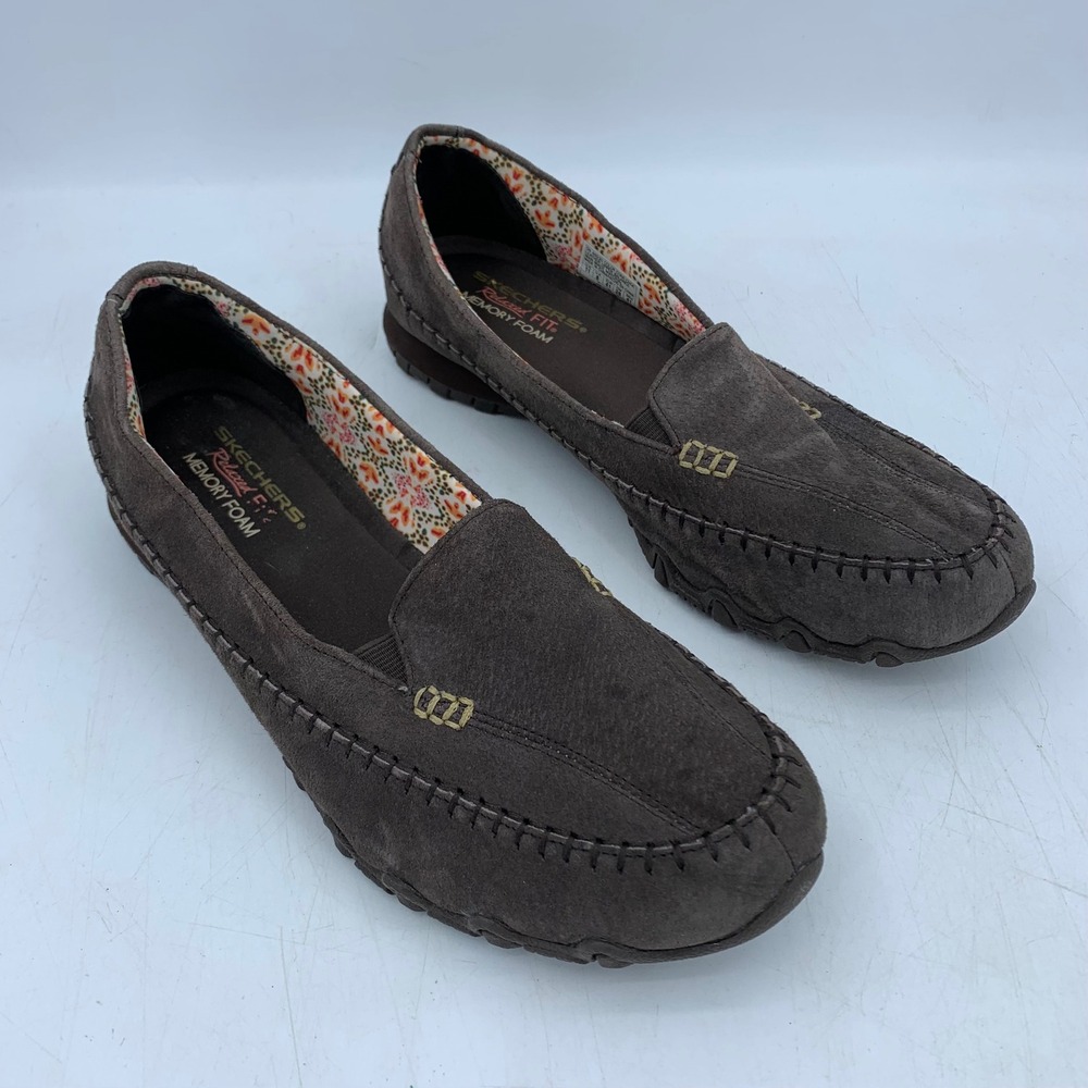Skechers Relaxed Fit 48930 Chocolate Brown Suede Moccasin Loafers Womens 11